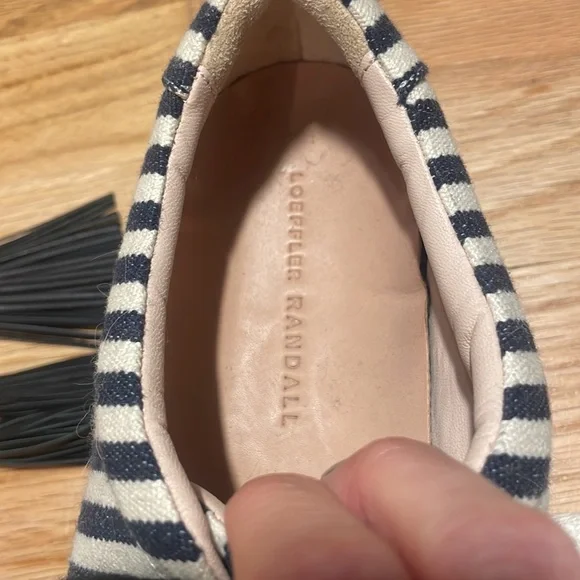 Designer Loeffler Randall Logan Striped Canvas Sneaker w/leather tassles - Picture 5 of 9
